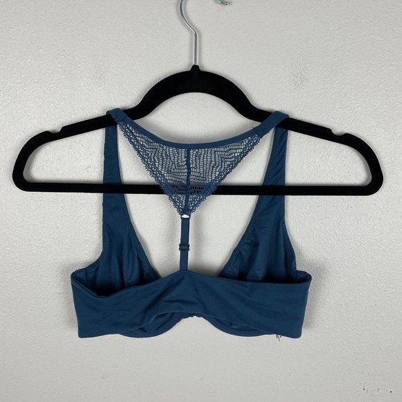 Victoria Secret Body By Victoria Unlined Demi Front Close Bra 32D Lace Racerback - Picture 3 of 5